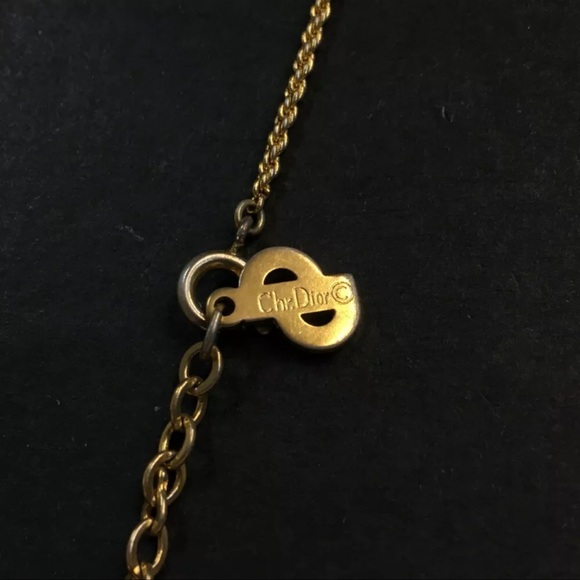 AUTH Christian Dior CD Logo Tone Pendant Necklace Gold - Picture 6 of 6